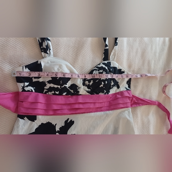 NWT City Studio 13 White Blk Floral Hot Pink Trim Formal Party Prom A-line Dress - Picture 11 of 14